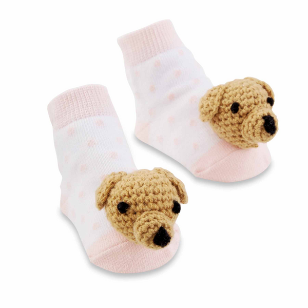 Pink Pup Rattle Toe Socks