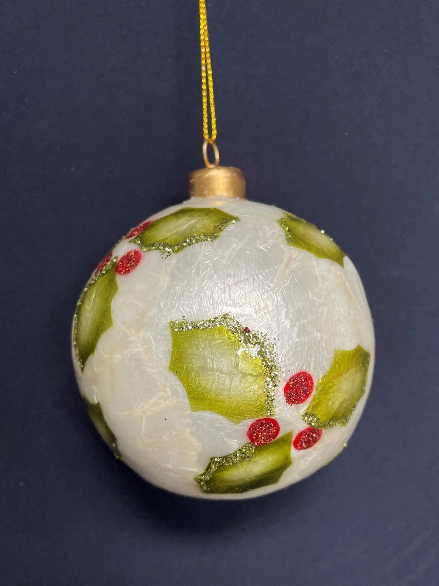 3" Painted Holly Leaf Ornament