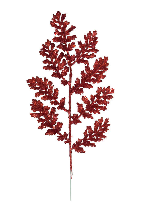 Red Glitter Fern Pick
