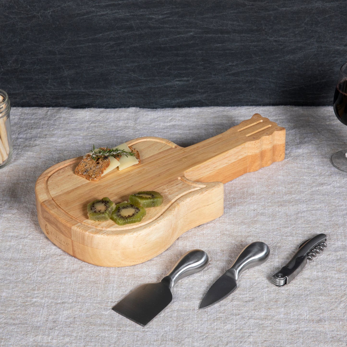 Guitar Cheese Board with Utensils - Bamboo