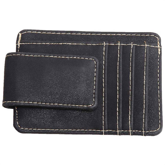 Money Clip With Card Slots And Bill Holder: Black