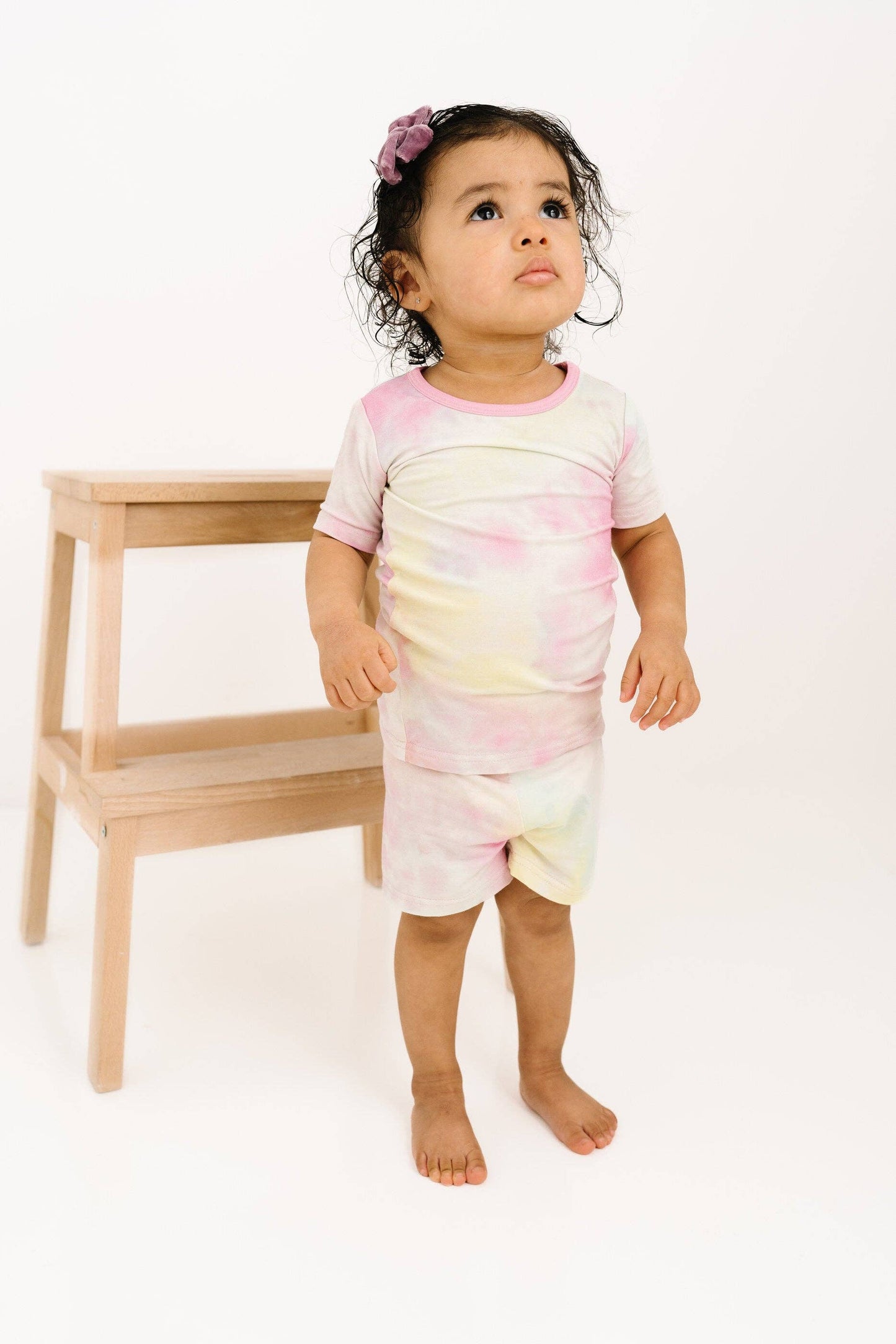 Rainbow Tie Dye Bamboo Shorts Set