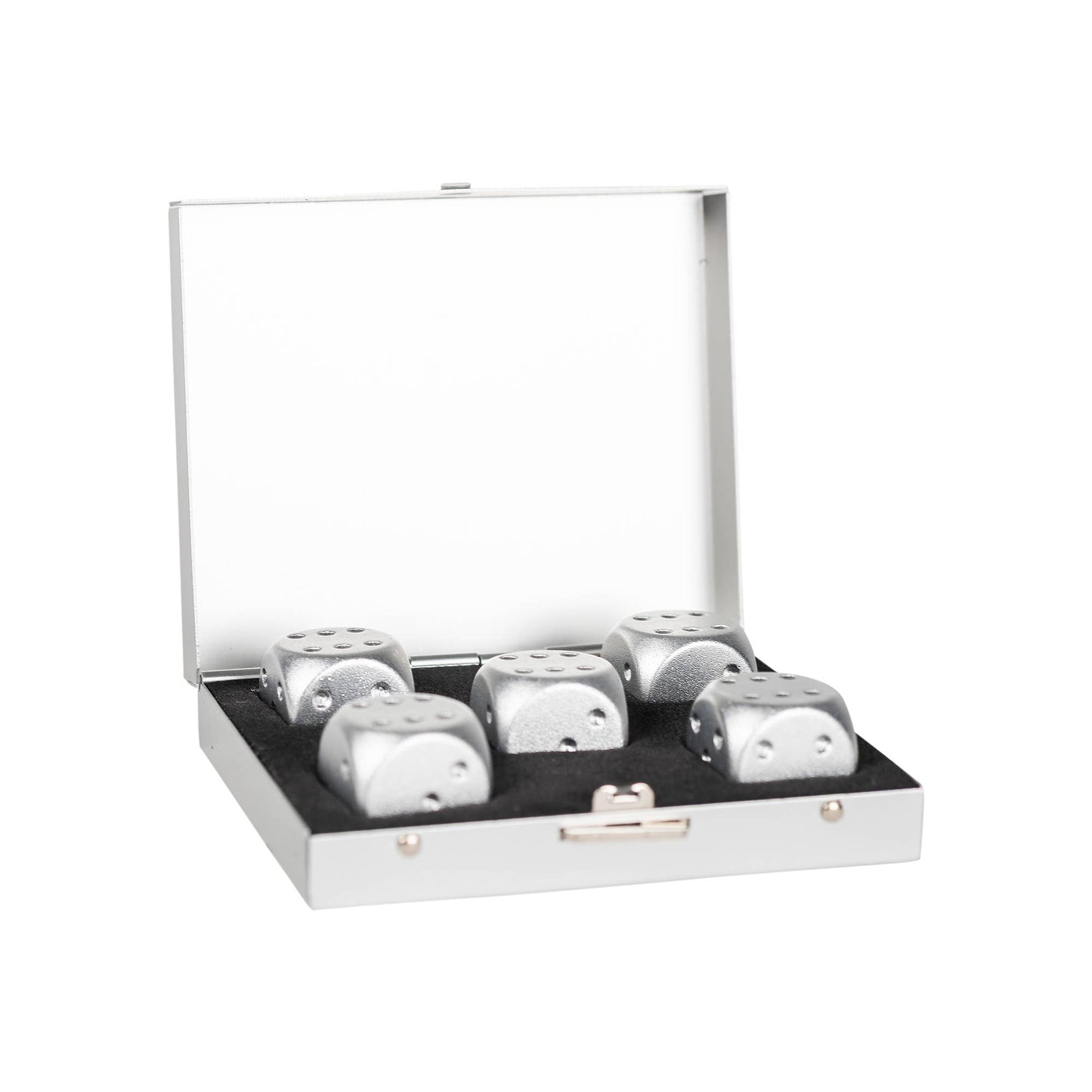 Men's Brushed Stainless Dice Set: Silver