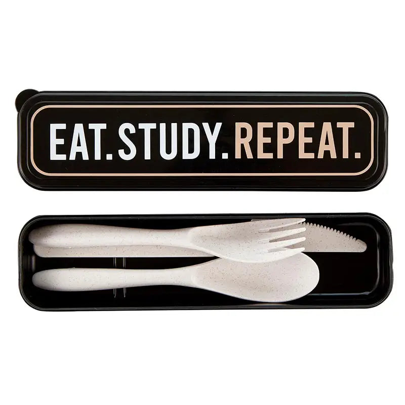 Eat. Study. Repeat. Plastic Cutlery Set
