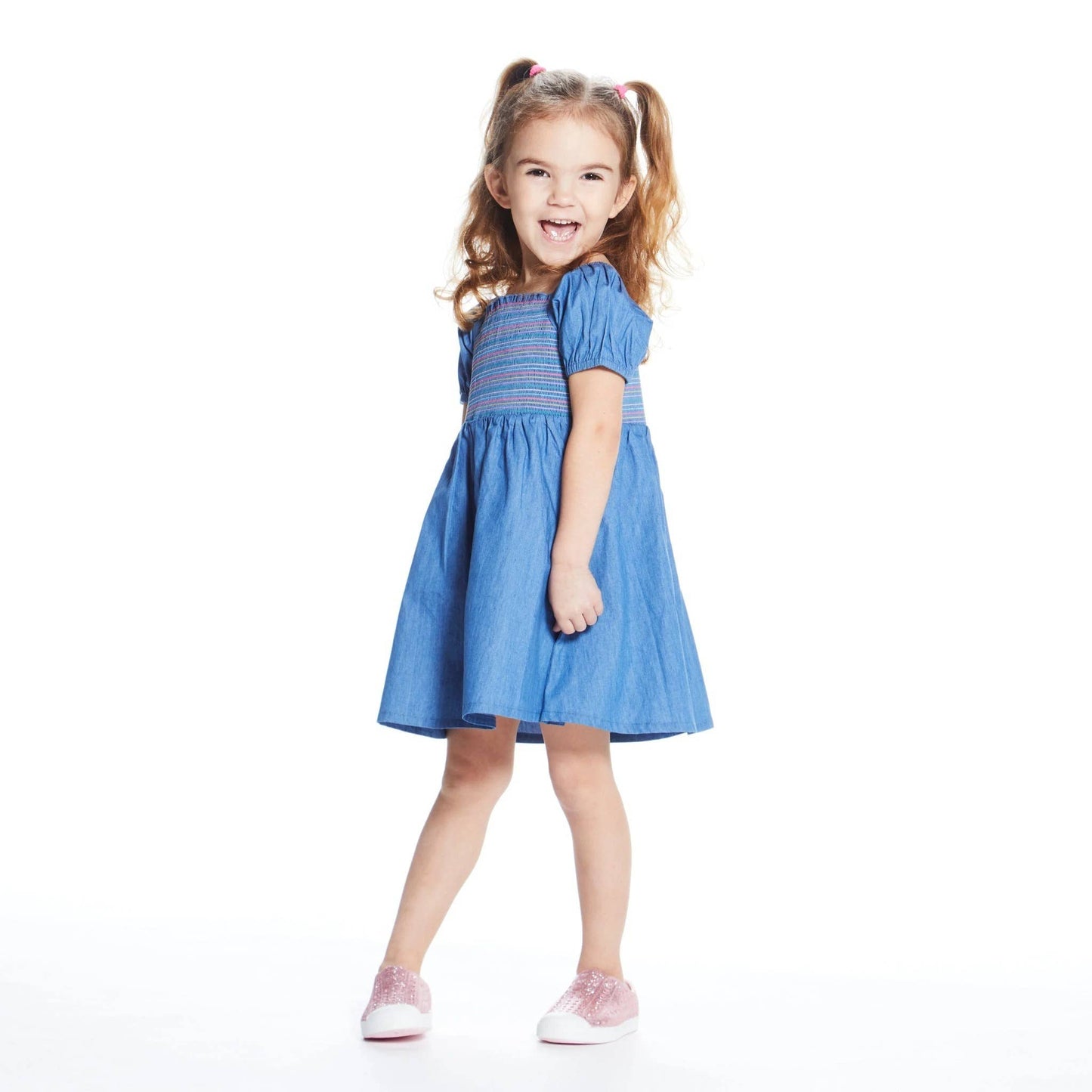 SMOCKED DRESS - CHAMBRAY