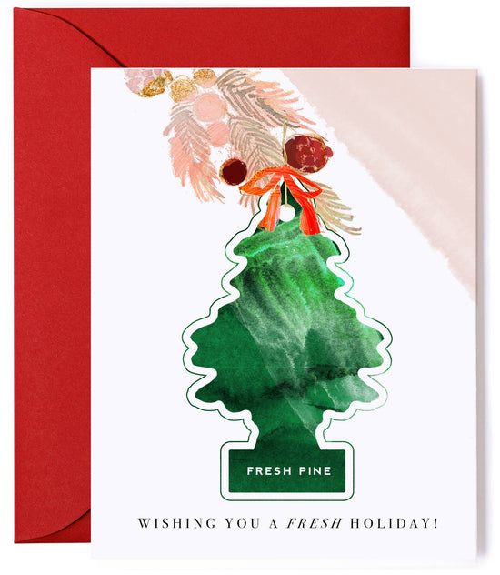 Holiday Tree Air Freshener, Christmas Ornament Greeting Card