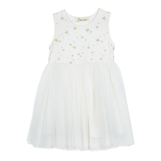 White Gold Star Tulle Dress