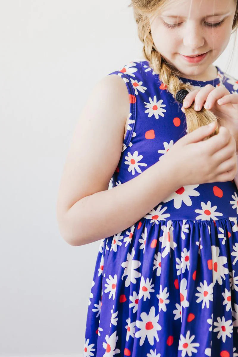 Red White & Blue Daisy Dress with Shorts