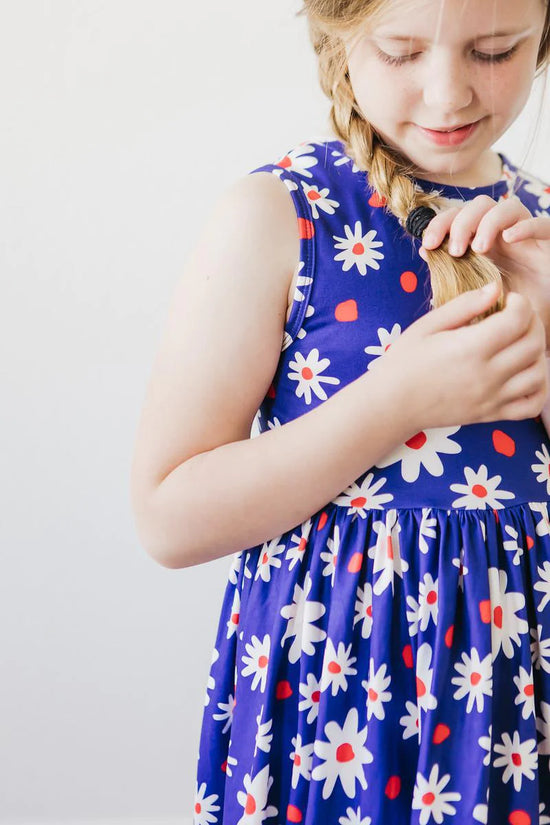 Red White & Blue Daisy Dress with Shorts