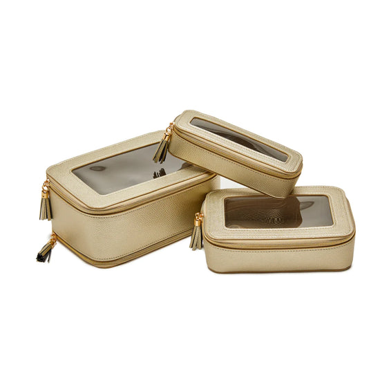 3pc Gold Cosmetic Case