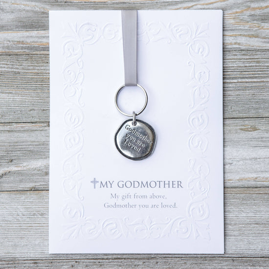Godmother You Are Loved Pewter Keychain And Card