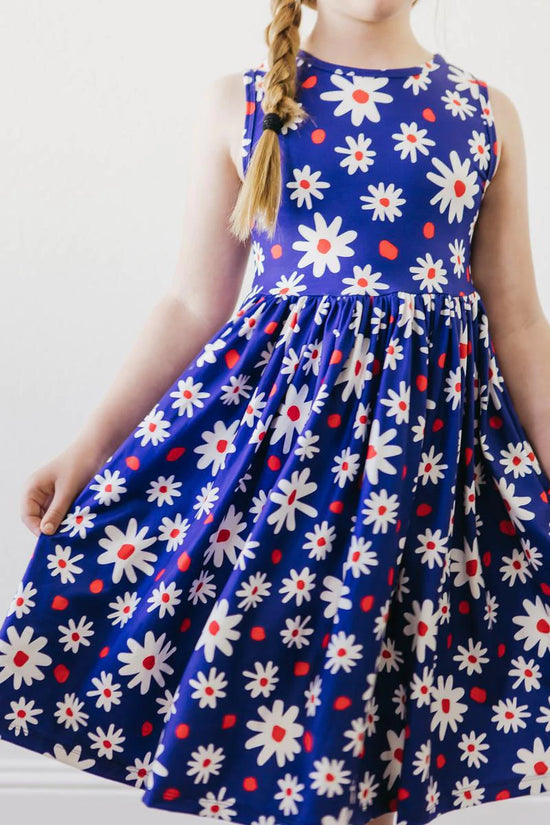 Red White & Blue Daisy Dress with Shorts