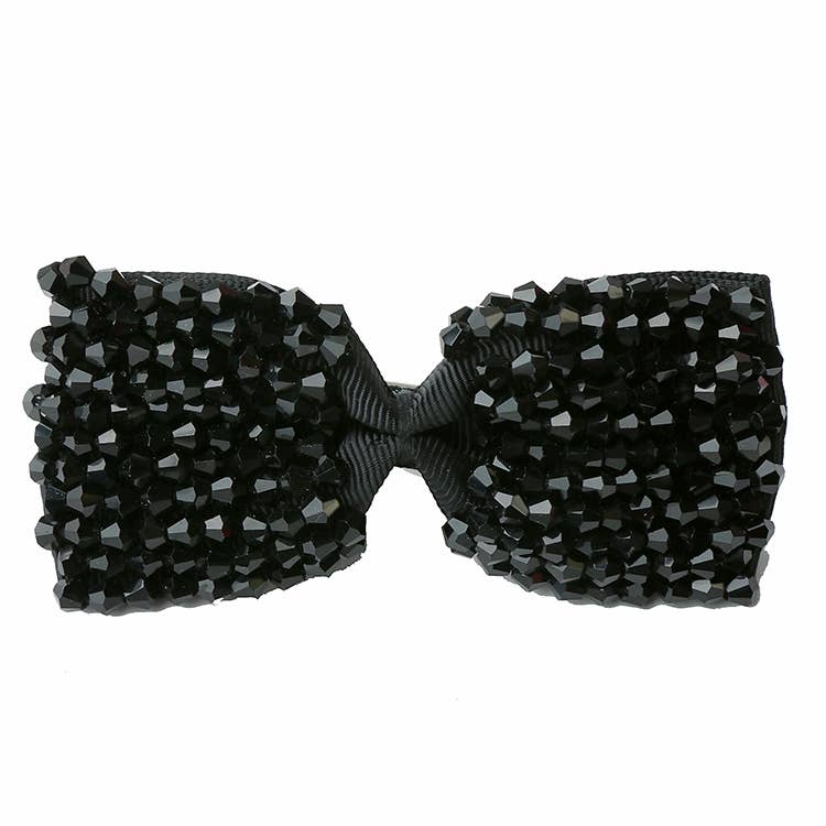 Black Couture Beaded Bow Clip