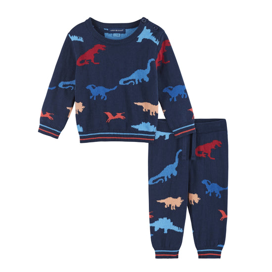 Boys Sweater Set - Navy Dino