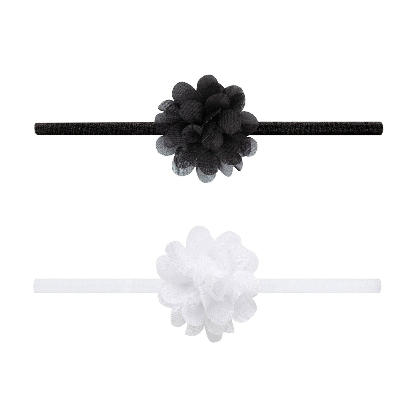 2Pk Mini Chiffon Flower with Skinny Bank in Black & White