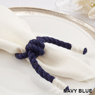 Knotted Rope Napkin Ring in Navy or Ivory