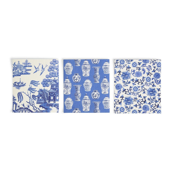Reusable Kitchen Blue Pattern Cleaning Cloths