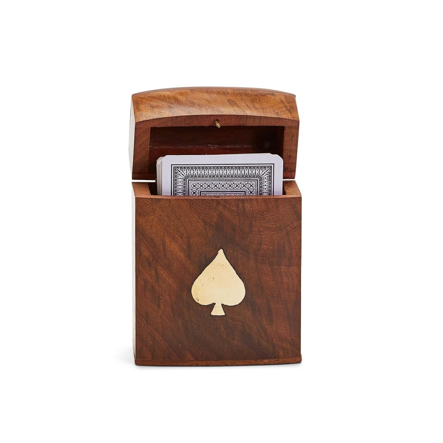 Playing Card Set in Hand-Crafted Wooden Box (includes 52 cards and 2 jokers) - Acacia Wood/Brass/Paper