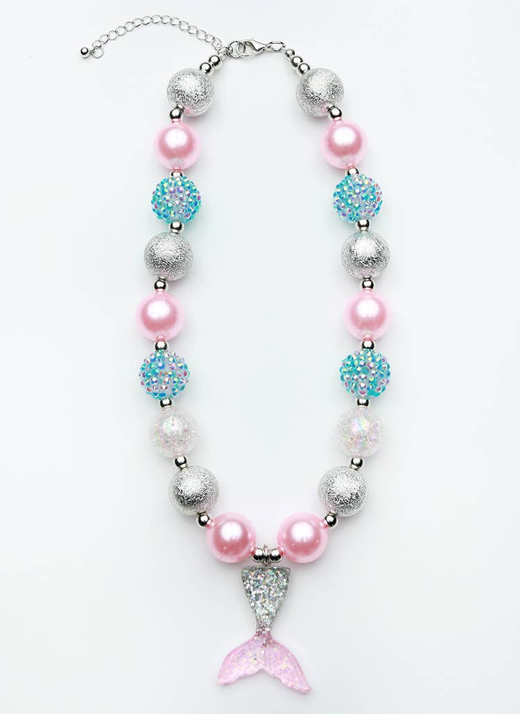 Seafoam/Silver/Pink Mermaid Tail Necklace