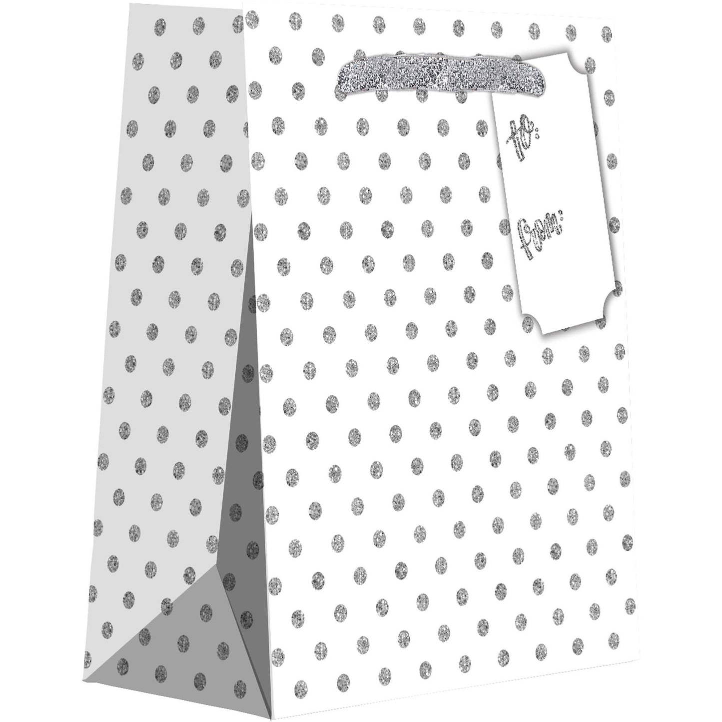 Silver Dots on White Totes - Small