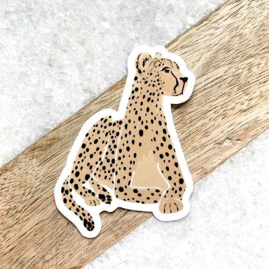 Laying Cheetah Sticker, 3.25x2.25in