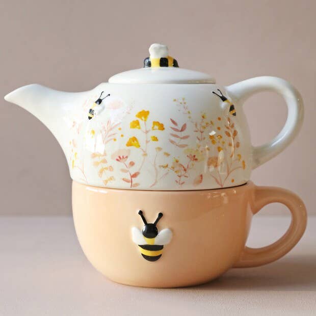 Tea Set Floral Ceramic Teapot and Mug