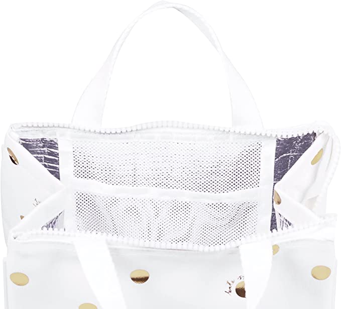 Lunch Bag with Portable Soft Cooler by Kate Spade in Gold Foil Dot