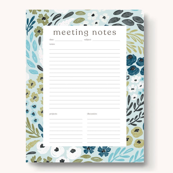 Waterfall Floral Meeting Notes Notepad, 11x8.5 in.