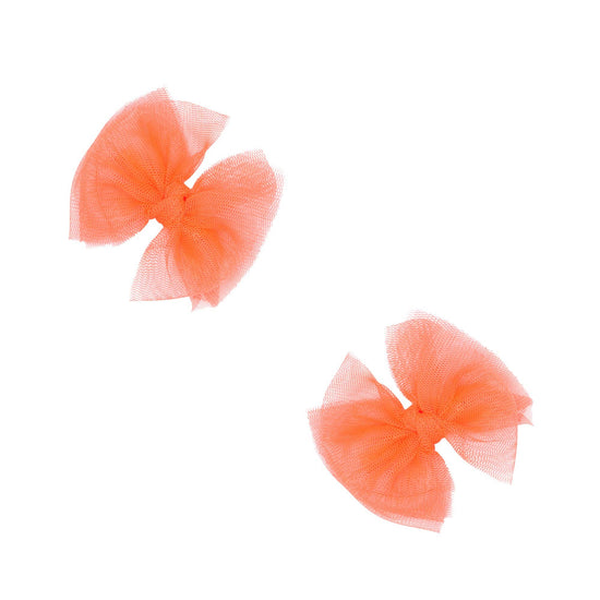 2Pk Tulle Baby Fab Clips in Neon Coral