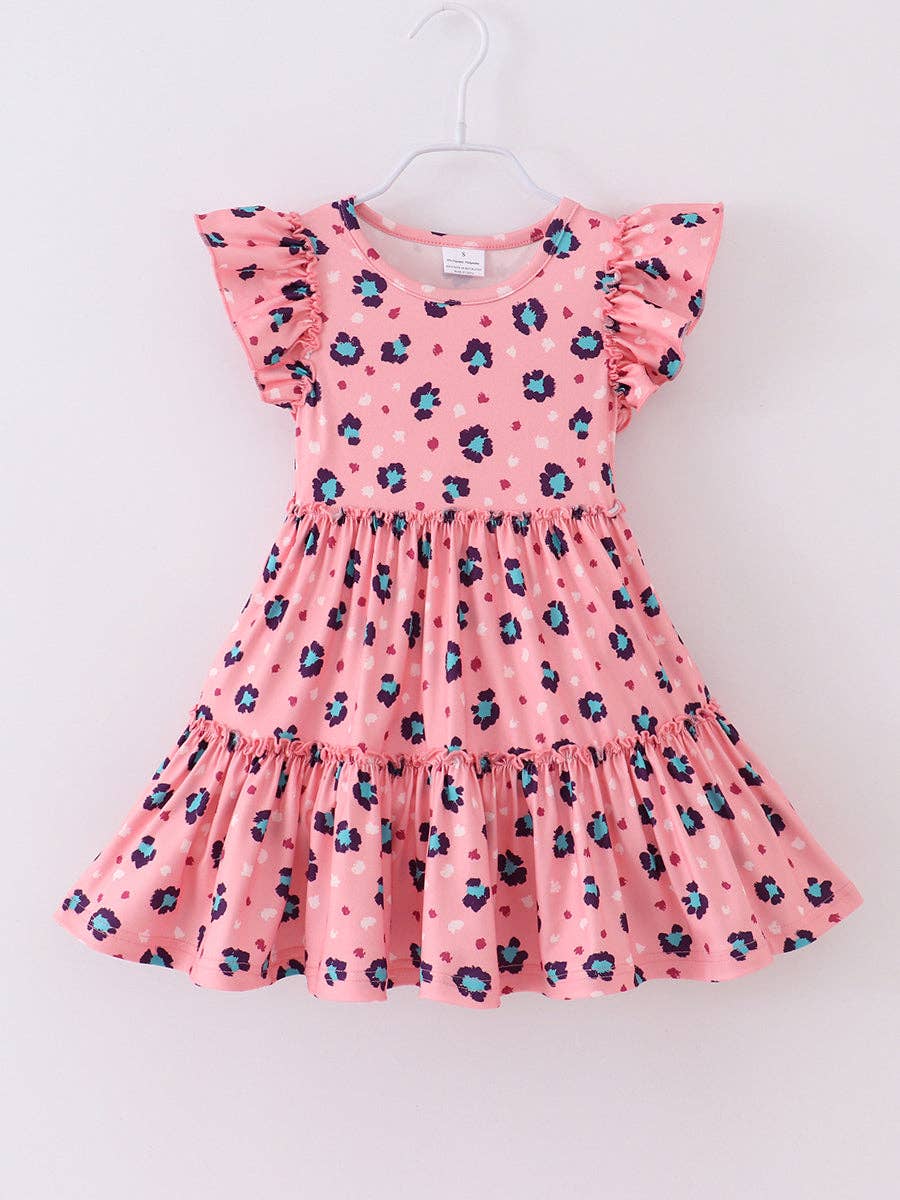 Pink Leopard Ruffle Girl Dress