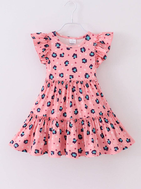 Pink Leopard Ruffle Girl Dress