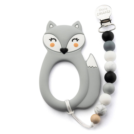 Grey FOX Teether & Clip