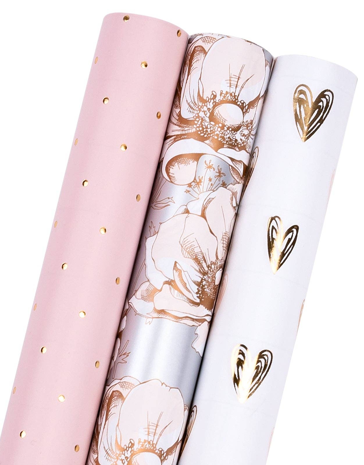 Pink and Silver Mini Wrapping Paper 3 Roll Bundle