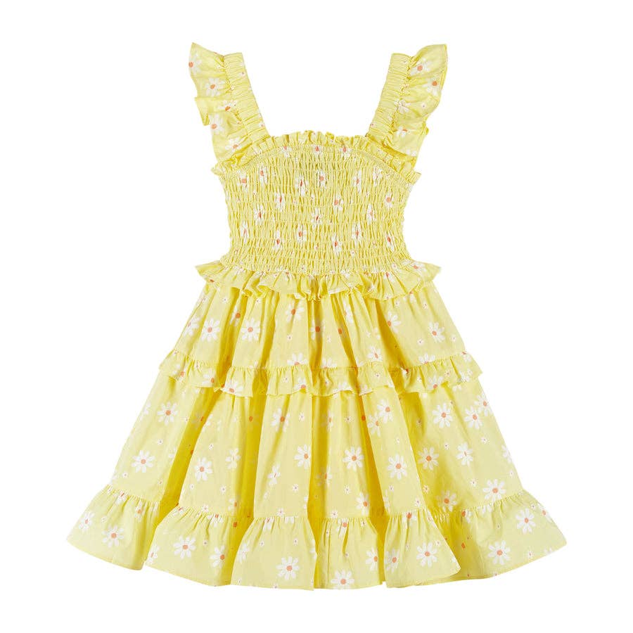 Girls Tiered Dress - Yellow