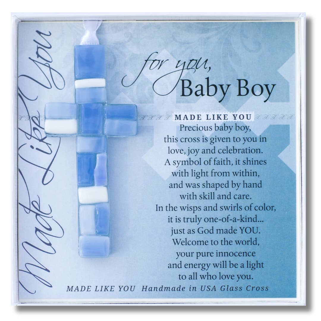 Baby Boy Gift: Handmade Mosaic Glass Cross
