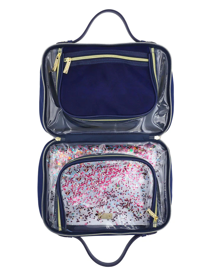 NAVY MAKE-UP AND COSMETIC BAG ESSENTIALS CONFETTI TRAVELER