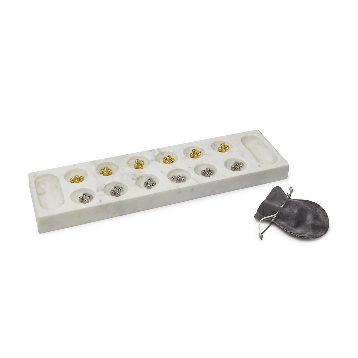 Marble Mancala Game with 48 Metal Game Pieces