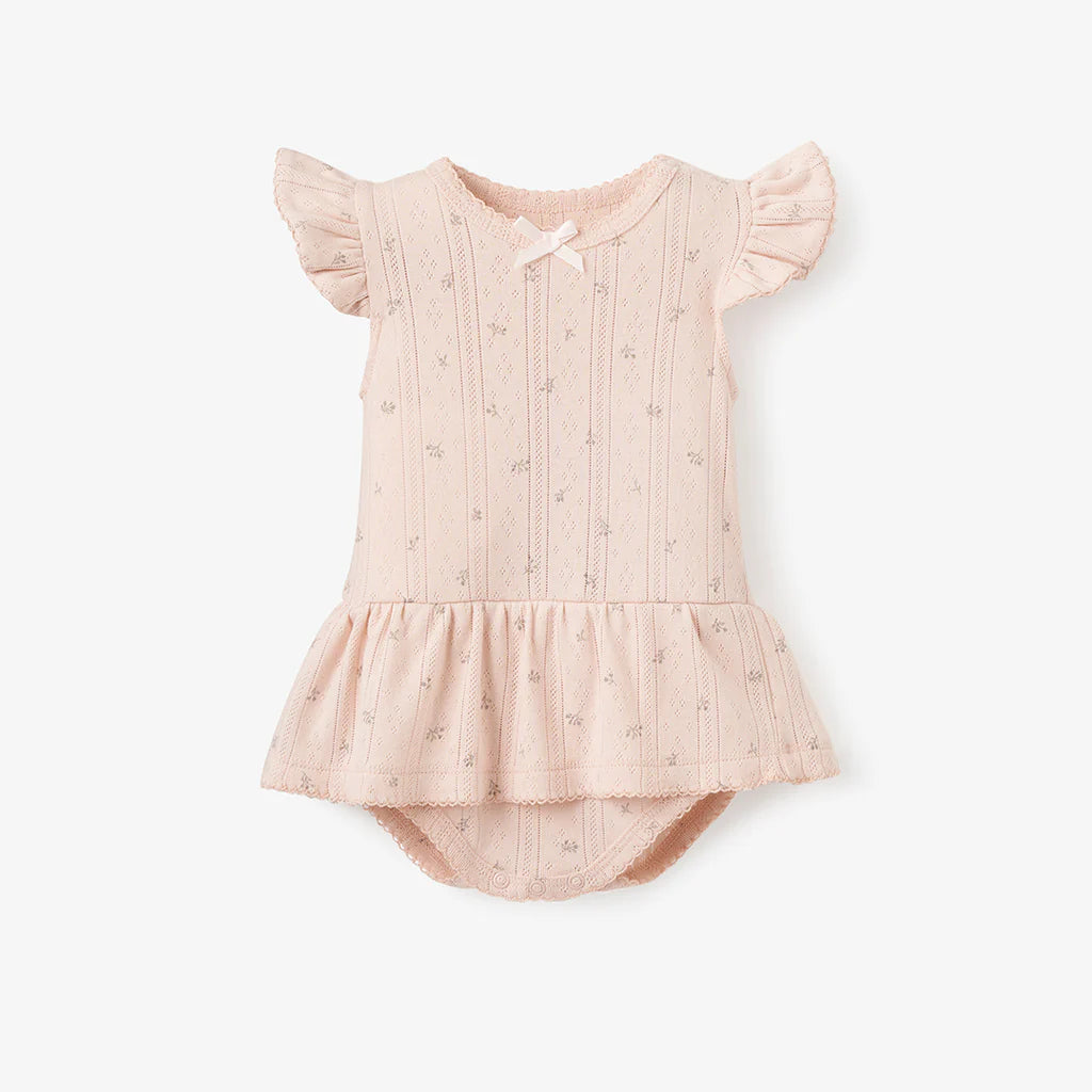 Pink Pointelle Ruffle Baby Romper