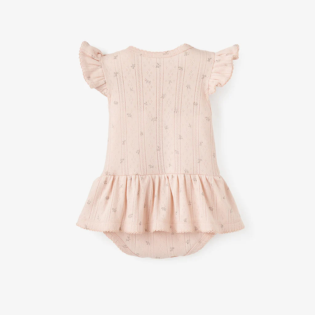 Pink Pointelle Ruffle Baby Romper