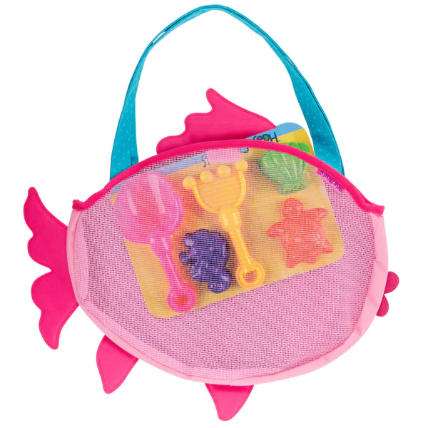 Pink Fish Beach Tote with Sand Toys