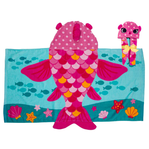 Pink Fish Hooded Towel