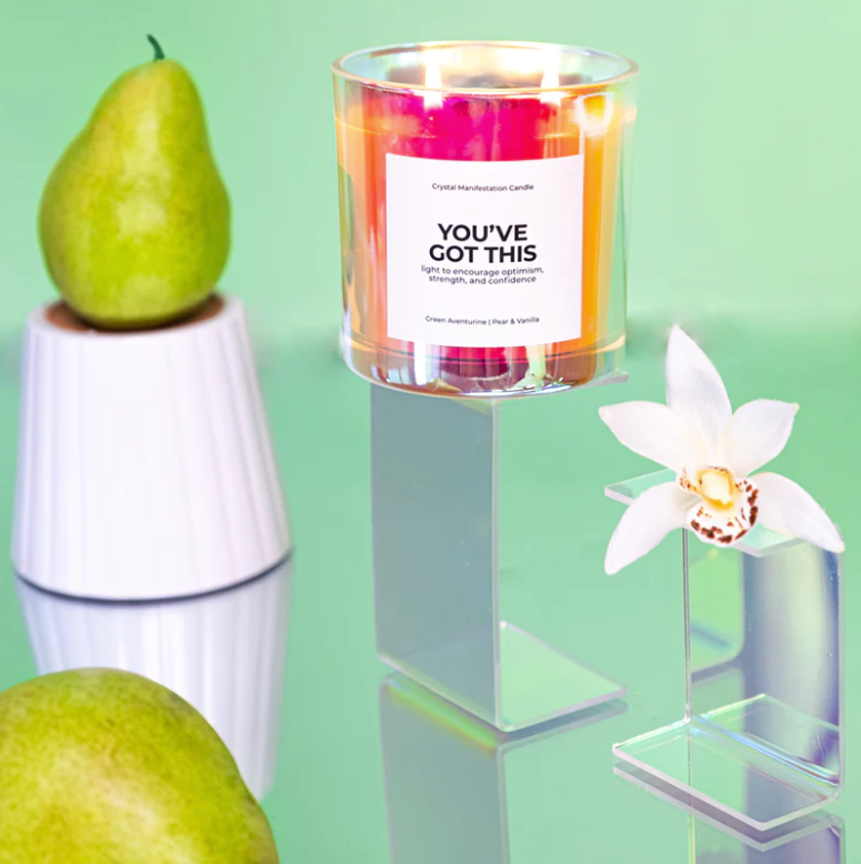 You’ve Got This Crystal Manifestation Candle - Pear & Vanilla with Green Aventurine