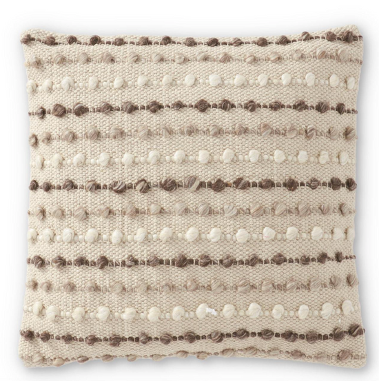 18" Square Brown Gray & Cream Handwoven Pillow