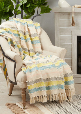 Colorful Fringe Striped Throw