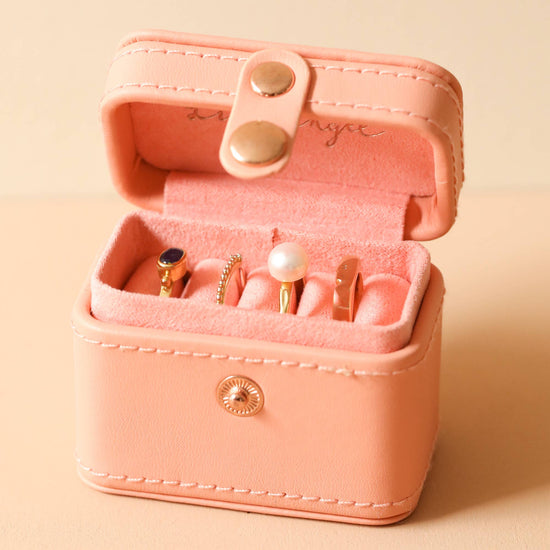 Peach  Pink Mini Travel Ring Box
