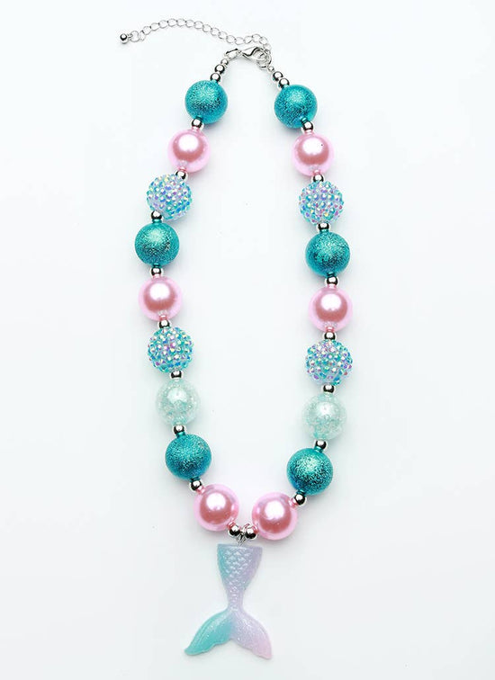 Aqua/Pink Mermaid Tail Necklace with Ombre