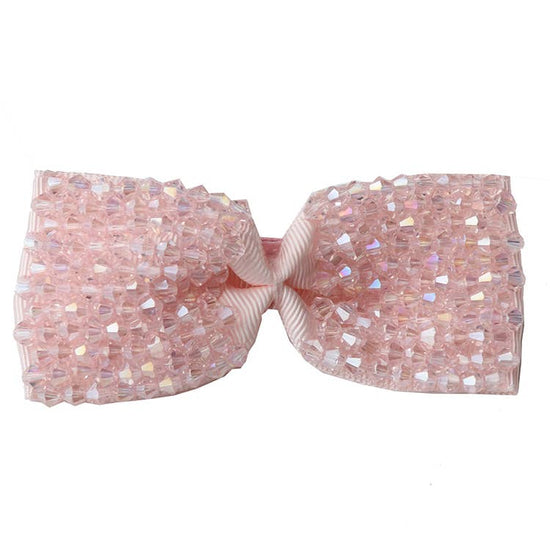 Light Pink Couture Beaded Bow Clip