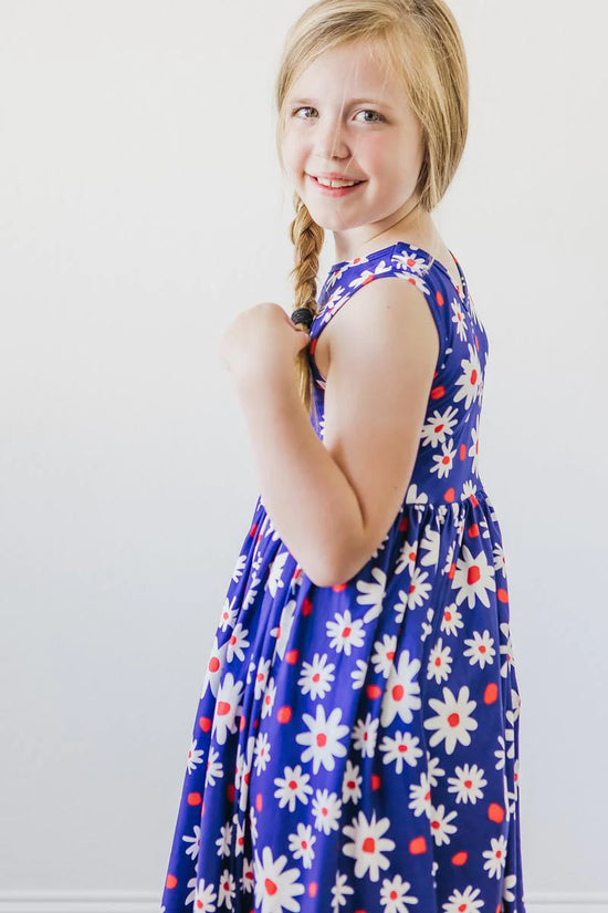 Red White & Blue Daisy Dress with Shorts