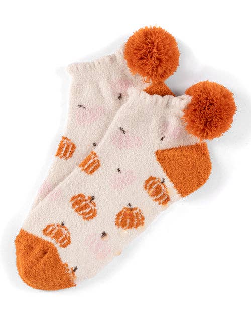 Pumpkin Cozy Socks with Puff