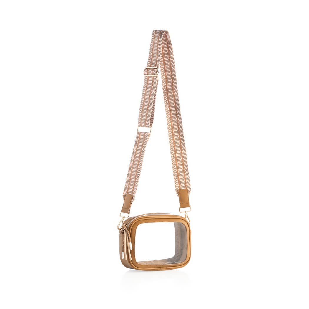 Clear Cross Body Spectator Bag in Tan